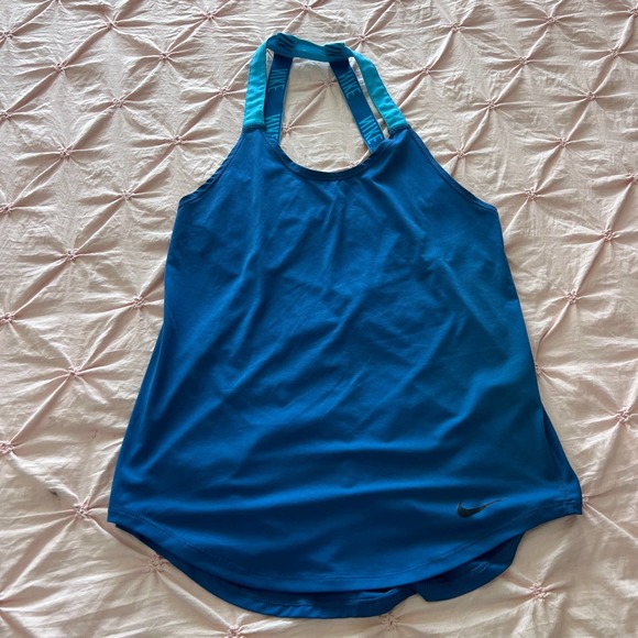 Nike Tops - Nike Womens Tank Top Elastika Double Strap Tape Back Blue Sleeveless Size XS